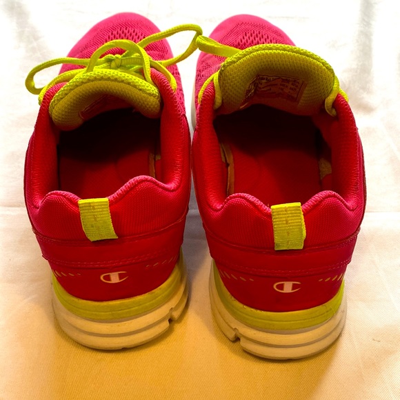 Champion Women's Pink Yellow Neon Lace Up Sneakers 8.5 - Picture 6 of 8